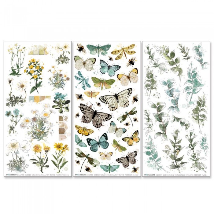 Transferibles o rubbons Botanicals 49 And Market Essentials Rub-On Transfer Set KG-26603