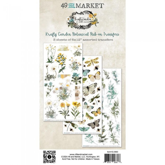 Transferibles o rubbons Botanicals 49 And Market Essentials Rub-On Transfer Set KG-26603