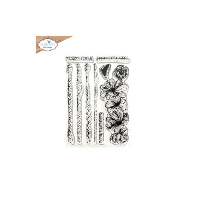 Set de sellos bordes de Elizabeth Craft Clear Stamps Stitched Borders