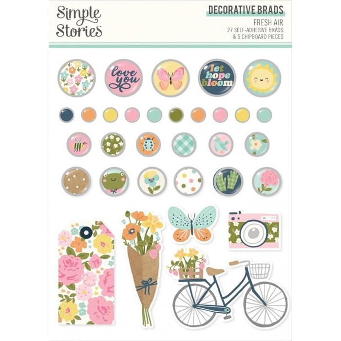 Decoraciones brads Simples Stories Fresh Air Decorative Brads 27/Pkg