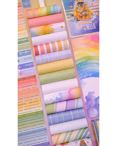 Colección de 22 papeles 30x30 Rainbow Johanna Rivero