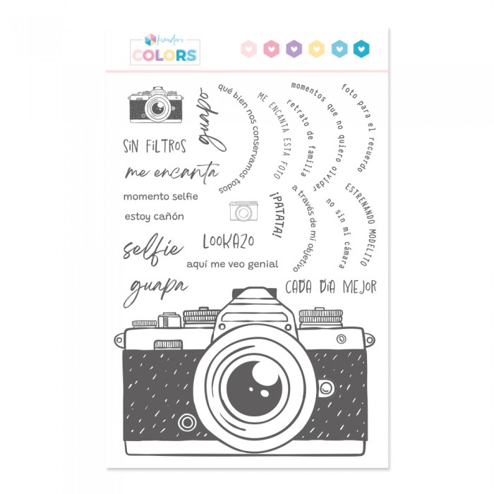 Sello 6"x8" Kimidori Colors Cámara XL y frases SEKM000119
