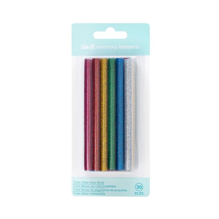Barras de silicona de colores con glitter de 7mm, 30 unidades