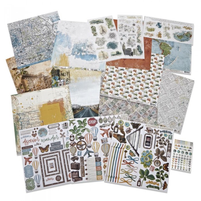 KIT de Scrapbooking 49 And Market Collection Bundle With Custom Chipboard