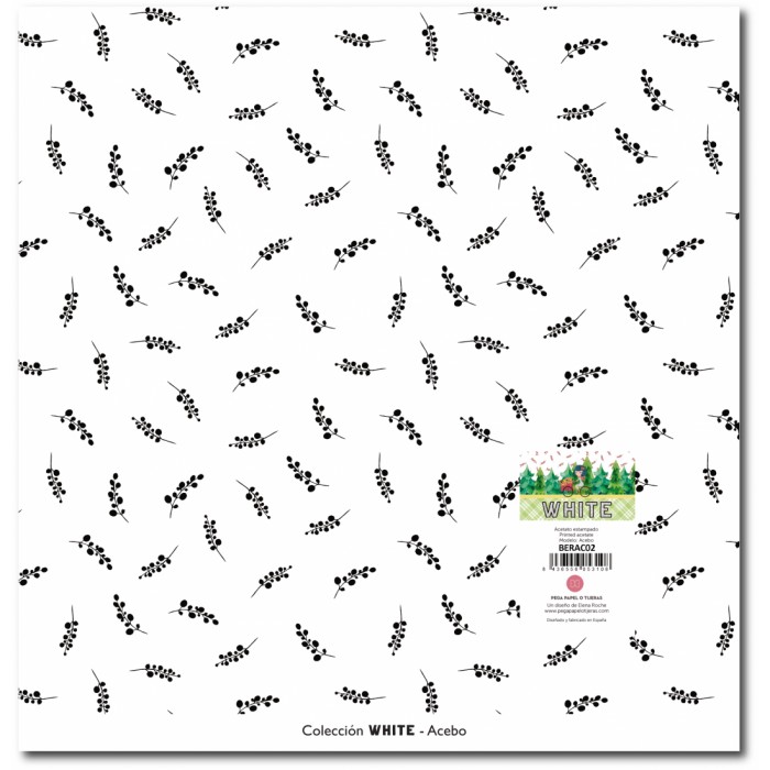 Acetato "12X12" 1 Hoja estampado WHITE 30,5x31,5 BERAC02