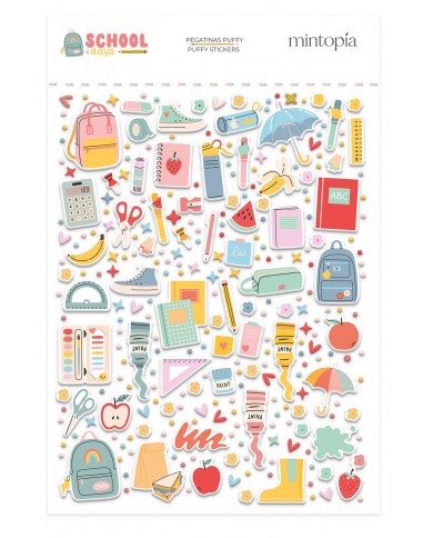 Pegatinas puffy ilustraciones School Days Mintopía VVMT034004 Pegatinas puffy ilustraciones School Days Mintopía VVMT034004