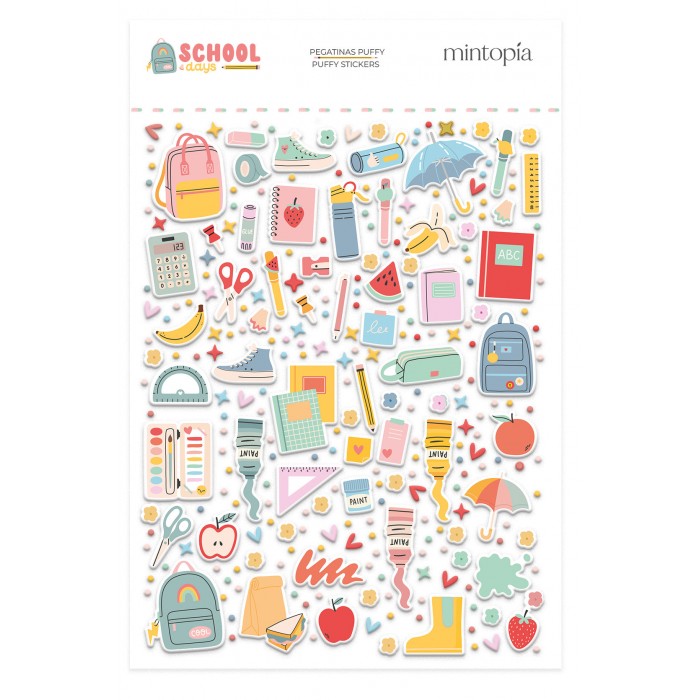 Pegatinas puffy ilustraciones School Days Mintopía VVMT034004