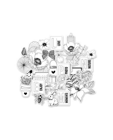 Diecuts o recortable de vellum blanco y negro FARANDOLE Florileges Diecuts o recortable de vellum blanco y negro FARANDOLE Florileges