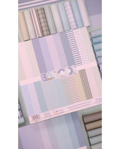 Colección 12 BÁSICOS doble cara 12×12″ MENTA MARINA Johanna Rivero