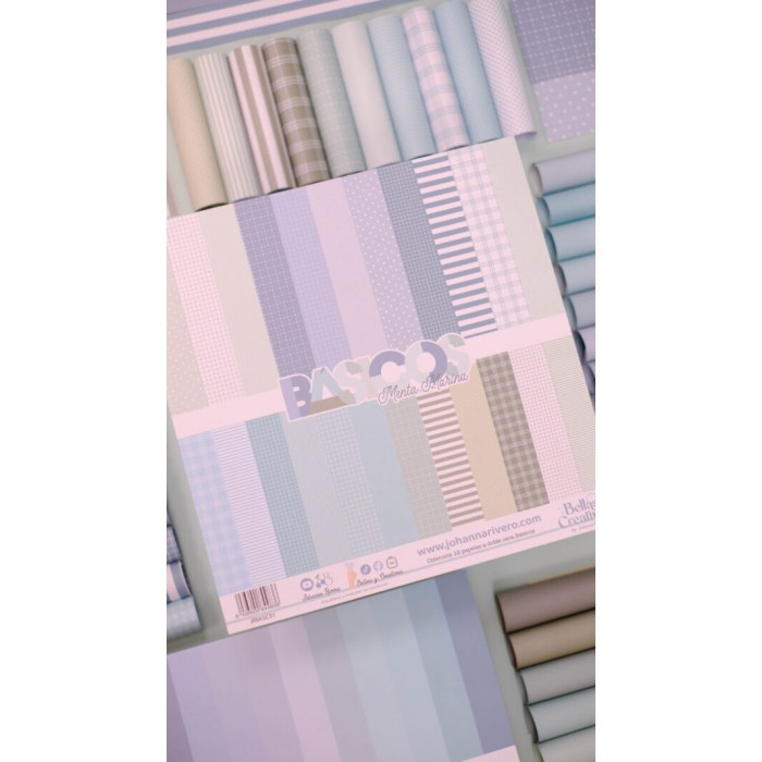 Colección 12 BÁSICOS doble cara 12×12″ MENTA MARINA Johanna Rivero