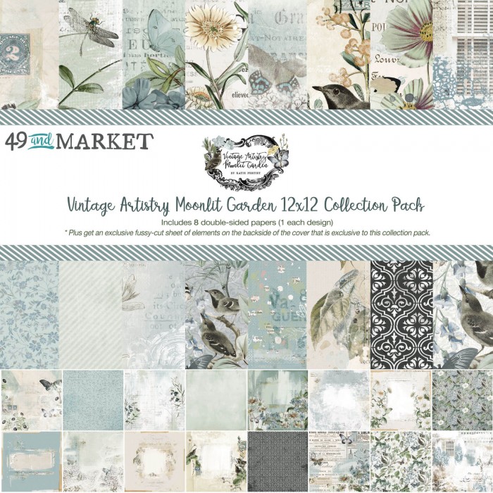 Coleccion n de papeles 8 unidades Vintage Artistry Moonlit Garden – 12×12 Collection Pack