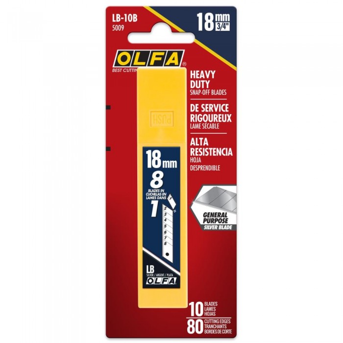 Repuesto para Trincheta Olfa de 18mm, contiene 10 hojas