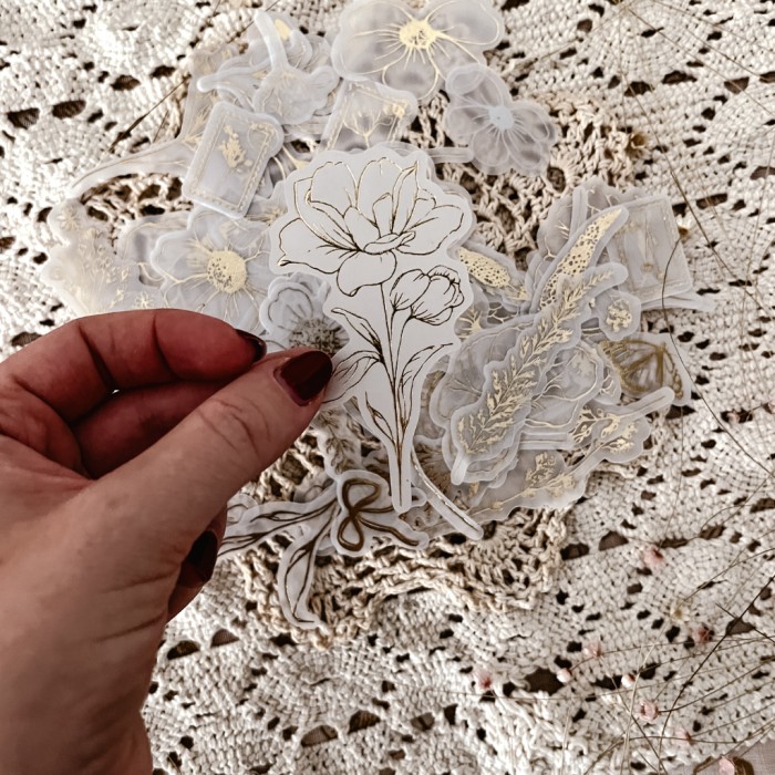 Set 50 die cuts vellum foil - Posdata