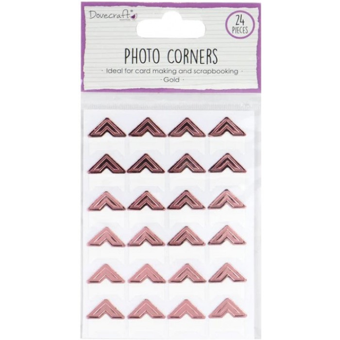 Set de esquinas para fotos autoadhesivas decoradas con oro rosa