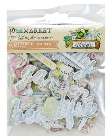 Recortables tipo Chipboard adhesivos Wildflowers From de Garden 49 and Market