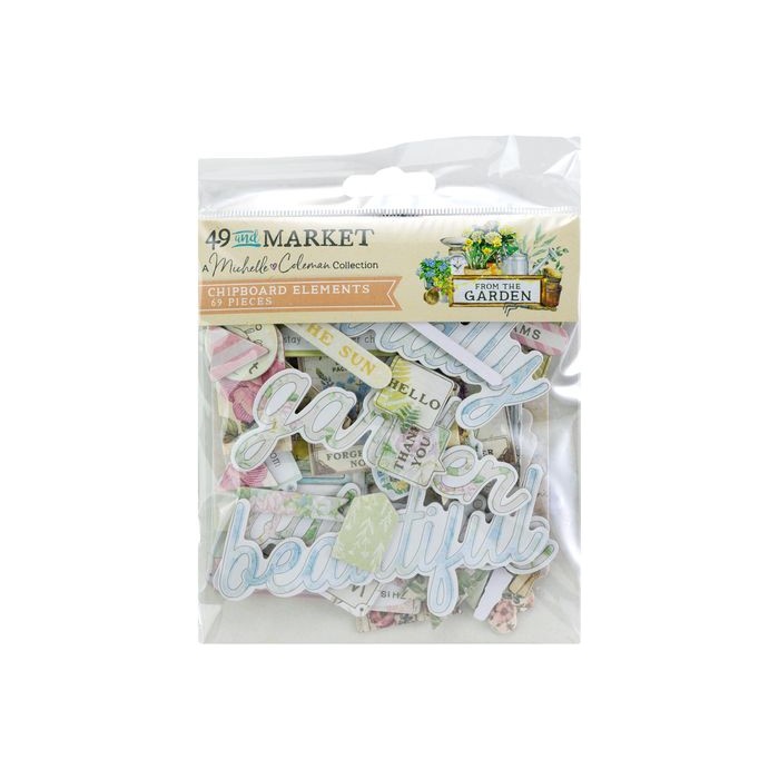 Recortables tipo Chipboard adhesivos Wildflowers From de Garden 49 and Market