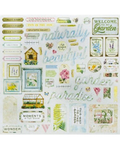 Recortables tipo Chipboard adhesivos Wildflowers From de Garden 49 and Market