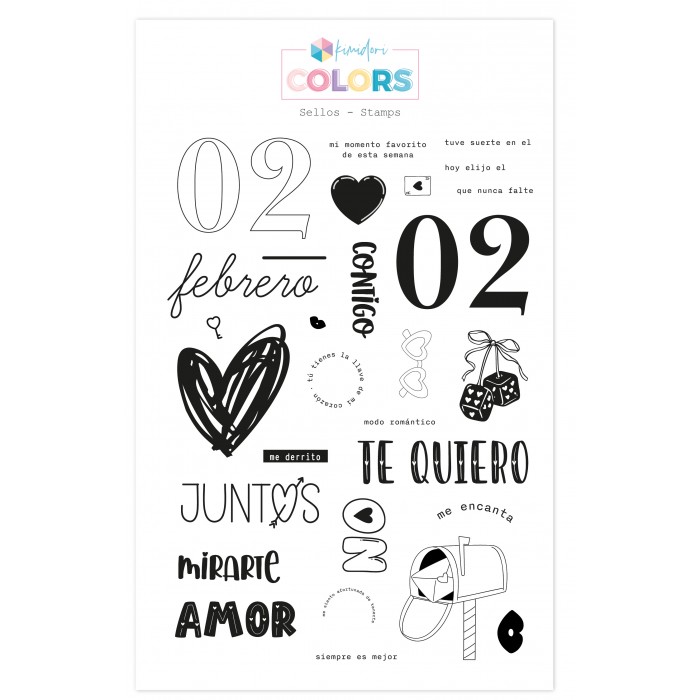 Set de sellos Febrero Kimidori  de alta calidad  Tamaño hoja: 15 cm x 20 cm