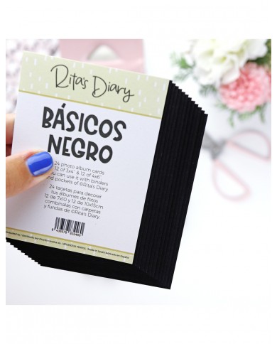 Pack de tarjetas basicas color negro Ritas Diary collection