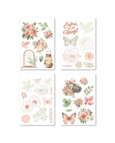 4 hojas de pegatinas de la Colección MURMURES Florileges