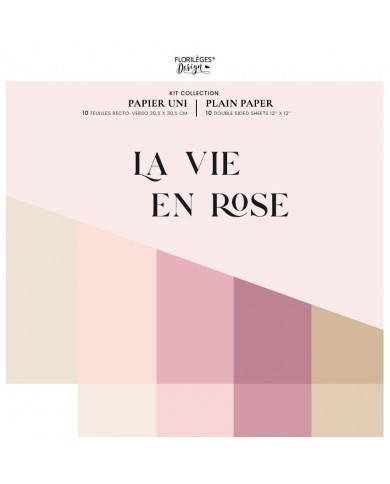 Colección de papeles LA VIE EN ROSE lisos de doble cara