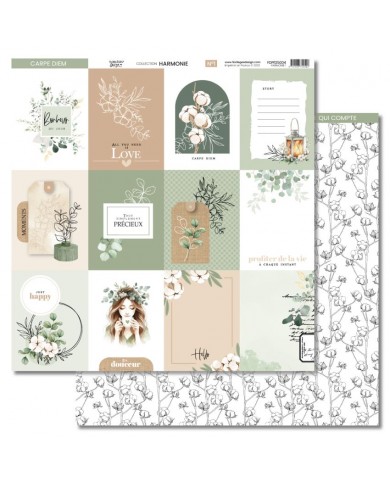 Colección de papeles HARMONIE lisos de doble cara FLORILEGES
