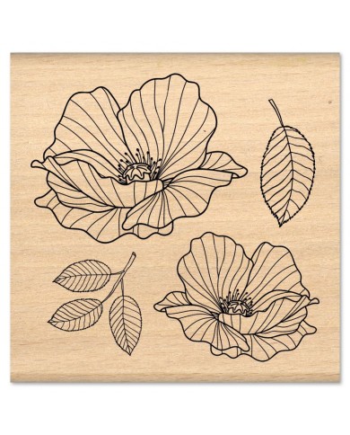 Sello de madera y caucho Poppy wooden stamp Florileges