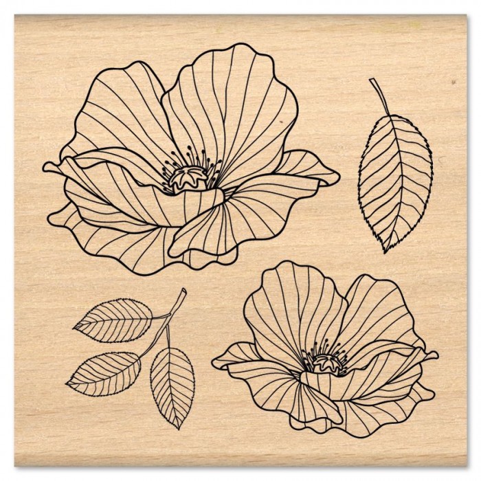 Sello de madera y caucho Poppy wooden stamp Florileges