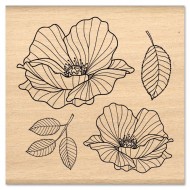 Sello de madera y caucho Poppy wooden stamp Florileges