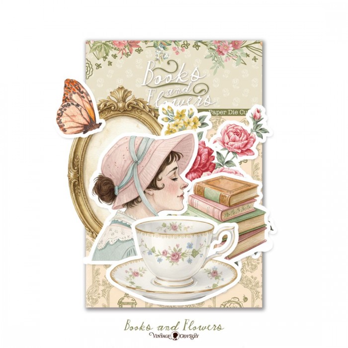 Recortable o Diecuts Books & Flowers