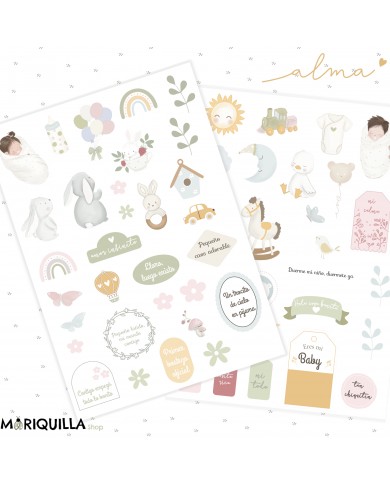 Die cuts colección “Alma” – Bebé 60 Piezas precortadas MARIQUILLA