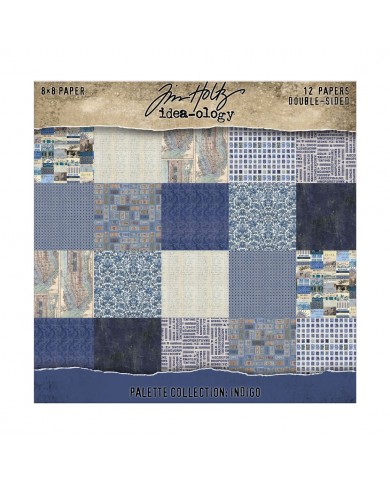 Colección de papeles gruesos Advantus doble cara Idea-ology, 8" x 8" Tim Holtz Azul