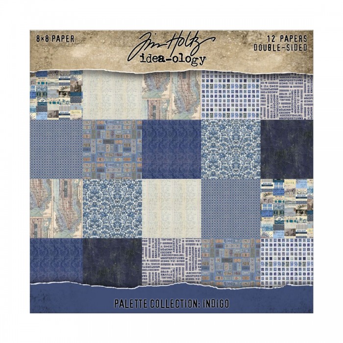 Colección de papeles gruesos Advantus doble cara Idea-ology, 8" x 8" Tim Holtz Azul