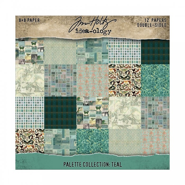 Colección de papeles gruesos Advantus doble cara Idea-ology, 8" x 8" Tim Holtz Verdes