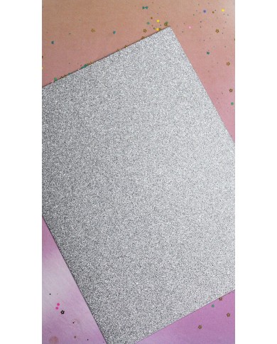Cartulina con Brillantina Glitter Plata 3 hojas A4 Campus