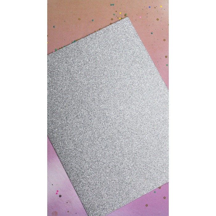 Cartulina con Brillantina Glitter Plata 3 hojas A4 Campus
