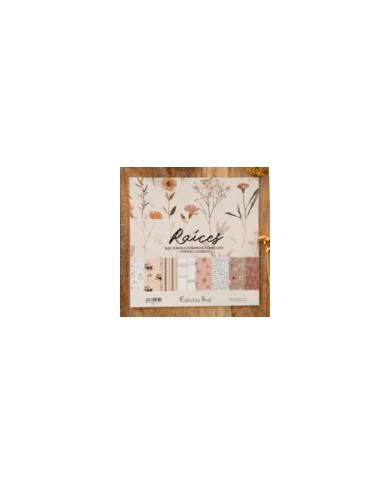 Kit 12 papeles estampados a DOBLE cara 30,5 x 30,5 cm - Raices