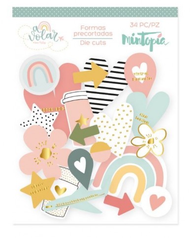 Mintopia - A volar - Die cuts de vellum con foil 36 piezas