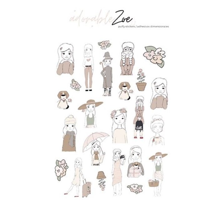 Alúa Cid - Adorable Zoe 2.0- Pack de Pegatinas Puffy