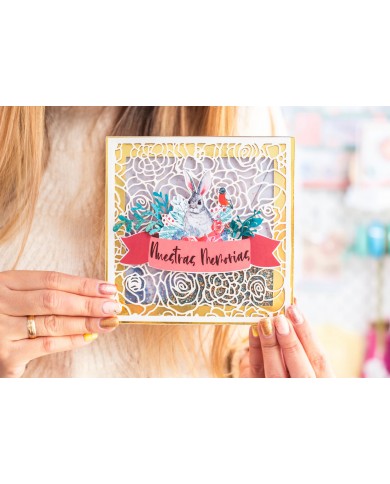 Johanna Rivero - Chipboard Madera Cuadrado De FLORES SCB35