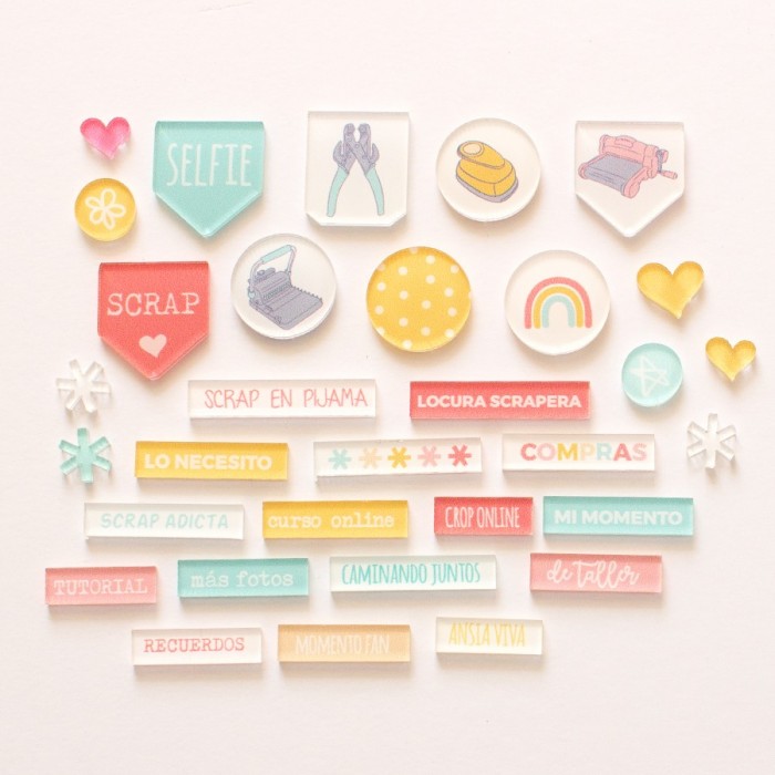 Kimidori Colors Set de adornos de metacrilato Scrap AVKM000142