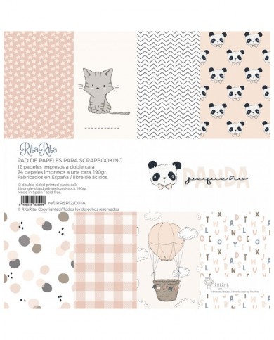 Bloc de Papeles - Colección Pequeño Panda- Rosa 30,5x30,5