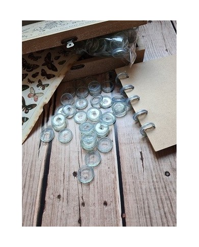 Discos de acrilico para encuadernar (10)- Transparentes con glitter