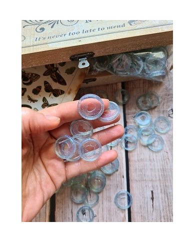 Discos de acrilico para encuadernar (10)- Transparentes con glitter