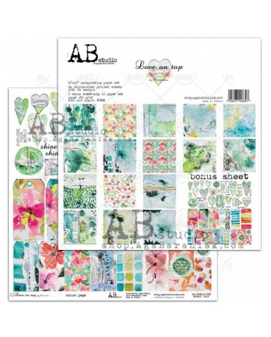 Papeles 8 doble faz mas 1 hoja de recortables "Love on Top" by Mimamolina & ABstudios
