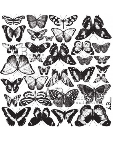 ABstudio - Glam paper silver - sheet 68 - Silver Butterflies - 1 hoja