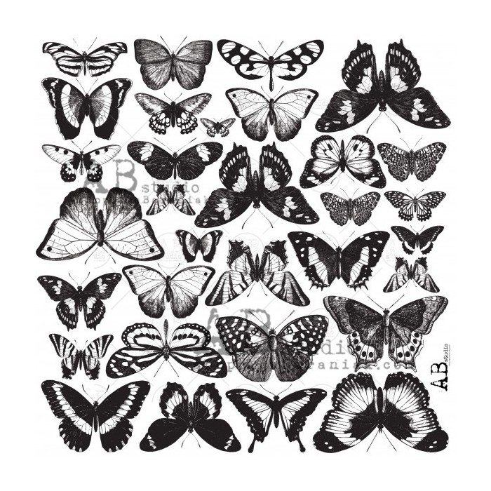 ABstudio - Glam paper silver - sheet 68 - Silver Butterflies - 1 hoja