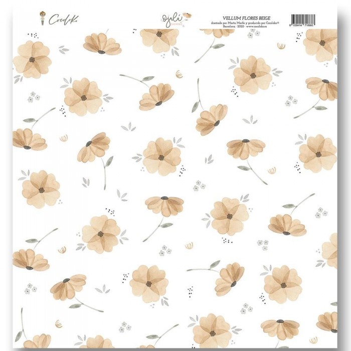 Vellum Flores Beige 12" x 12" Ojalá SIEMPRE Cocoloko