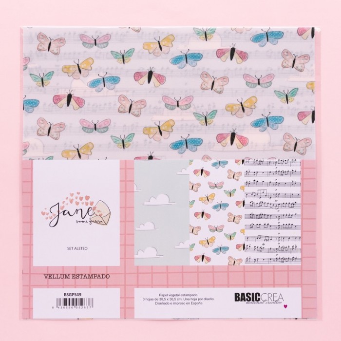 JANE - SET DE PAPELES VELLUM ALETEO 30x30