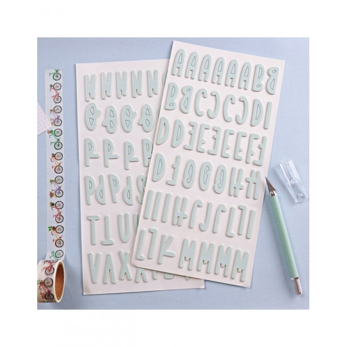 Alfabeto chipboard adhesivo mint RitaRita